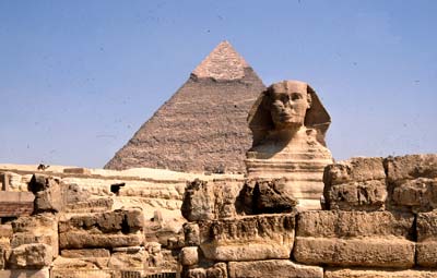 Sphinx und Chephrenpyramide, Gisa 